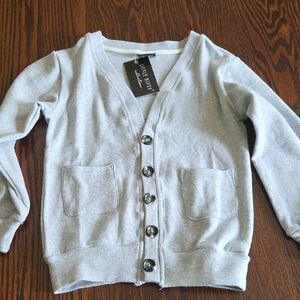 Little Bipsy Gray Cardigan with Button Front, Sz 5-6T